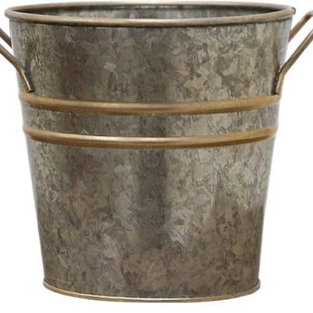 Metal Vase with Zinc Finish 5" Dia x 5" H